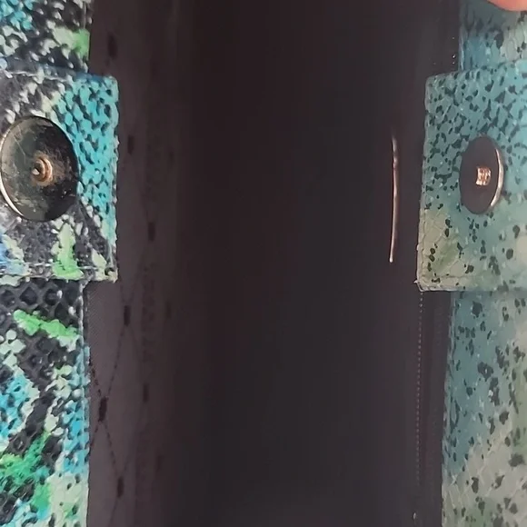 Charles Jourdan VINTAGE blue green gray reptile print silver hardware purse.boho - Picture 9 of 9